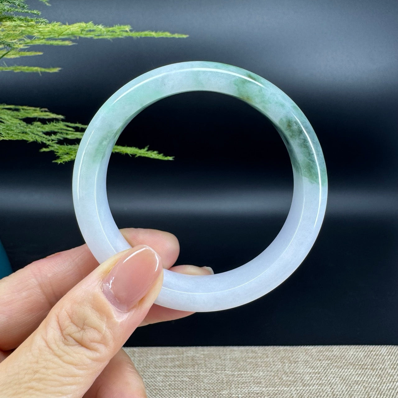 Genuine Burmese Blue Green Jade Jadeite Bangle Bracelet ( 56.7mm )