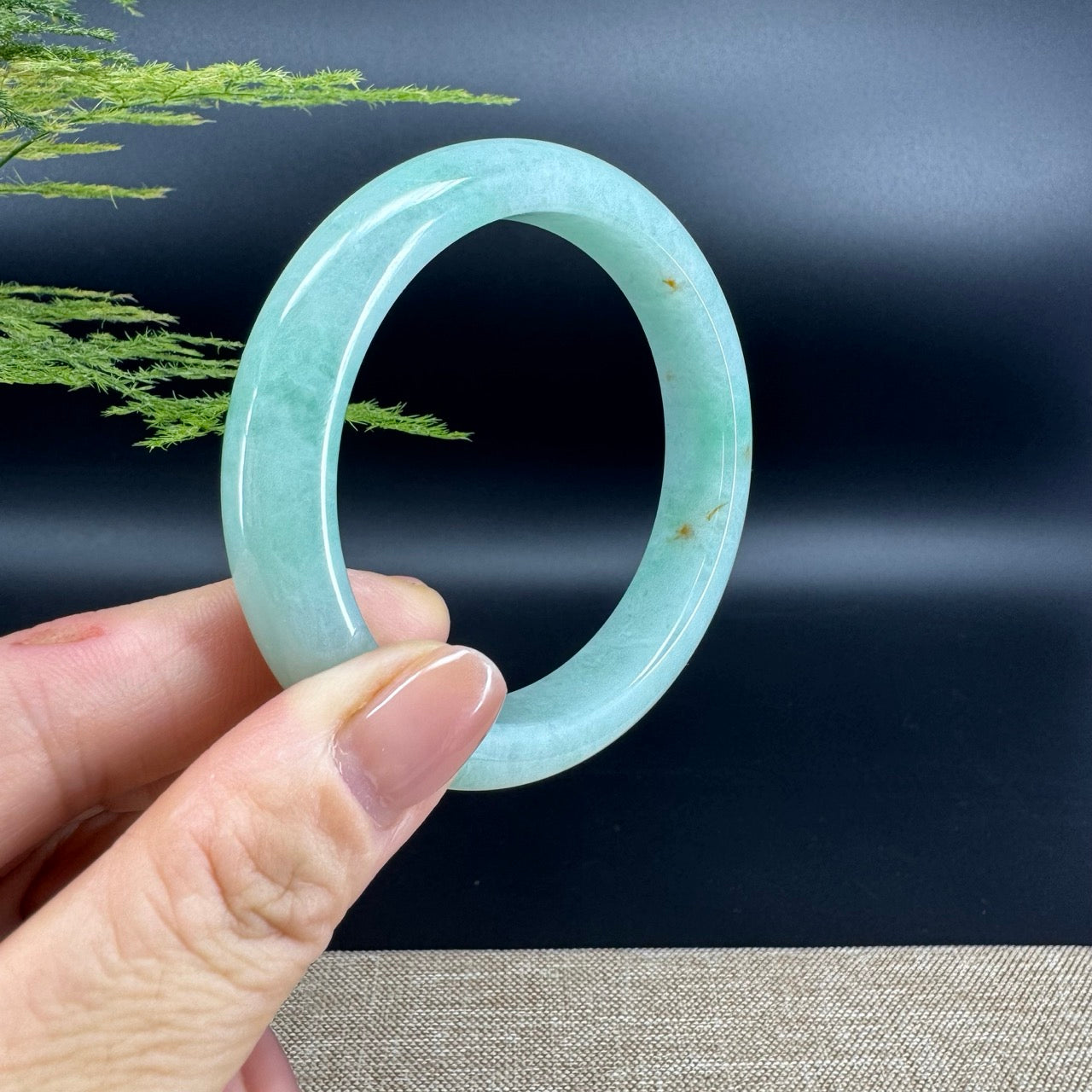 Genuine Burmese Apple Green Jade Jadeite Bangle Bracelet ( 56mm )