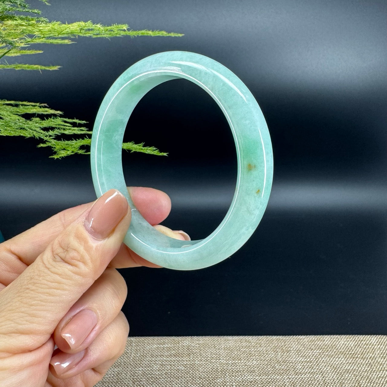 Genuine Burmese Apple Green Jade Jadeite Bangle Bracelet ( 56mm )