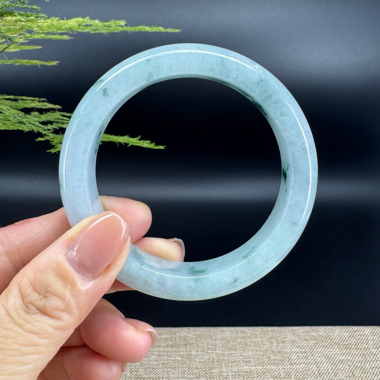 Genuine Burmese Blue Green Jade Jadeite Bangle Bracelet ( 56.3mm )