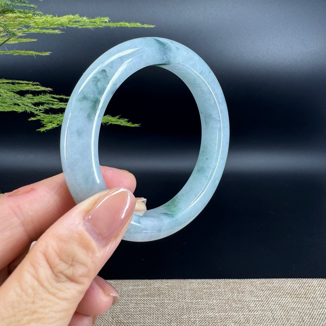 Genuine Burmese Blue Green Jade Jadeite Bangle Bracelet ( 56.1mm )
