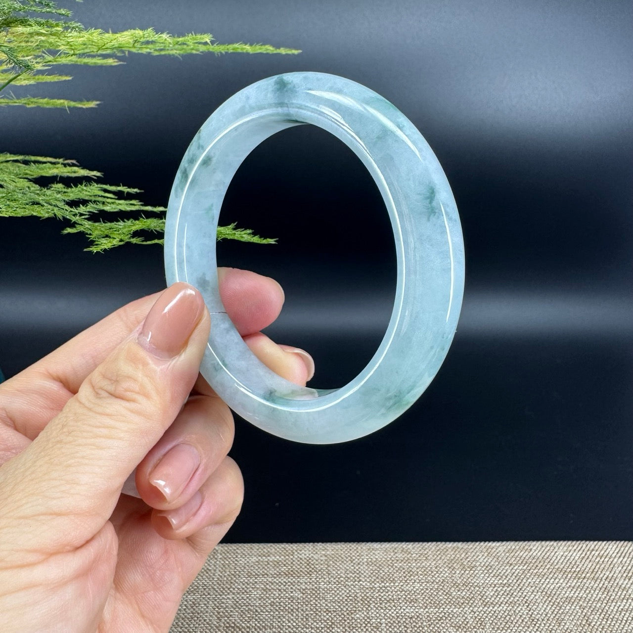 Genuine Burmese Blue Green Jade Jadeite Bangle Bracelet ( 56.1mm )