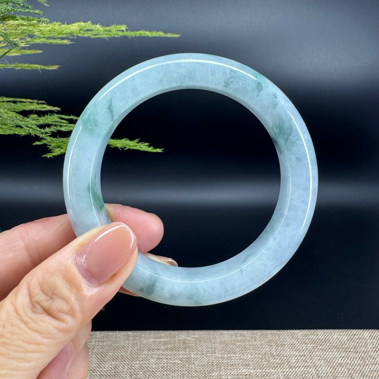 Genuine Burmese Blue Green Jade Jadeite Bangle Bracelet ( 56.1mm )