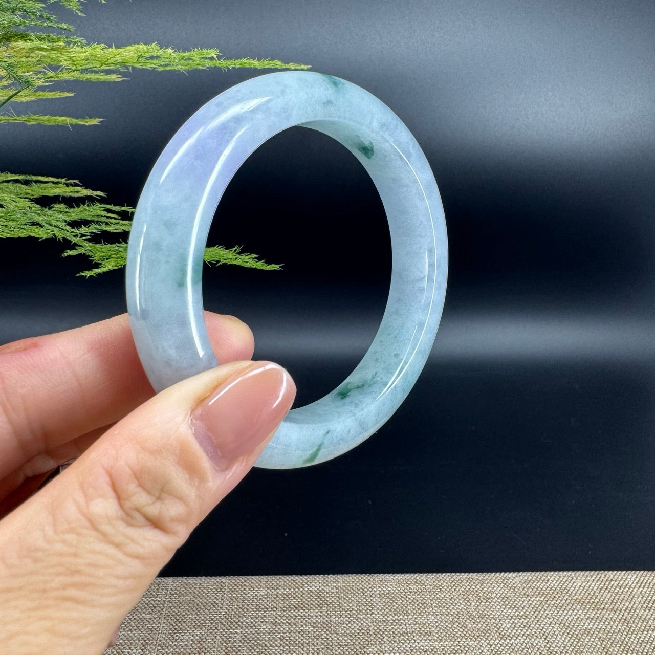Genuine Burmese Blue Green Jade Jadeite Bangle Bracelet ( 56.2mm )