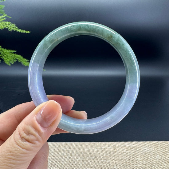Genuine Burmese Lavender Green Jade Jadeite Bangle Bracelet ( 60.6mm )