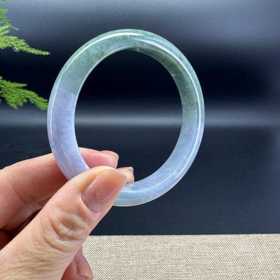Genuine Burmese Lavender Green Jade Jadeite Bangle Bracelet ( 60.6mm )