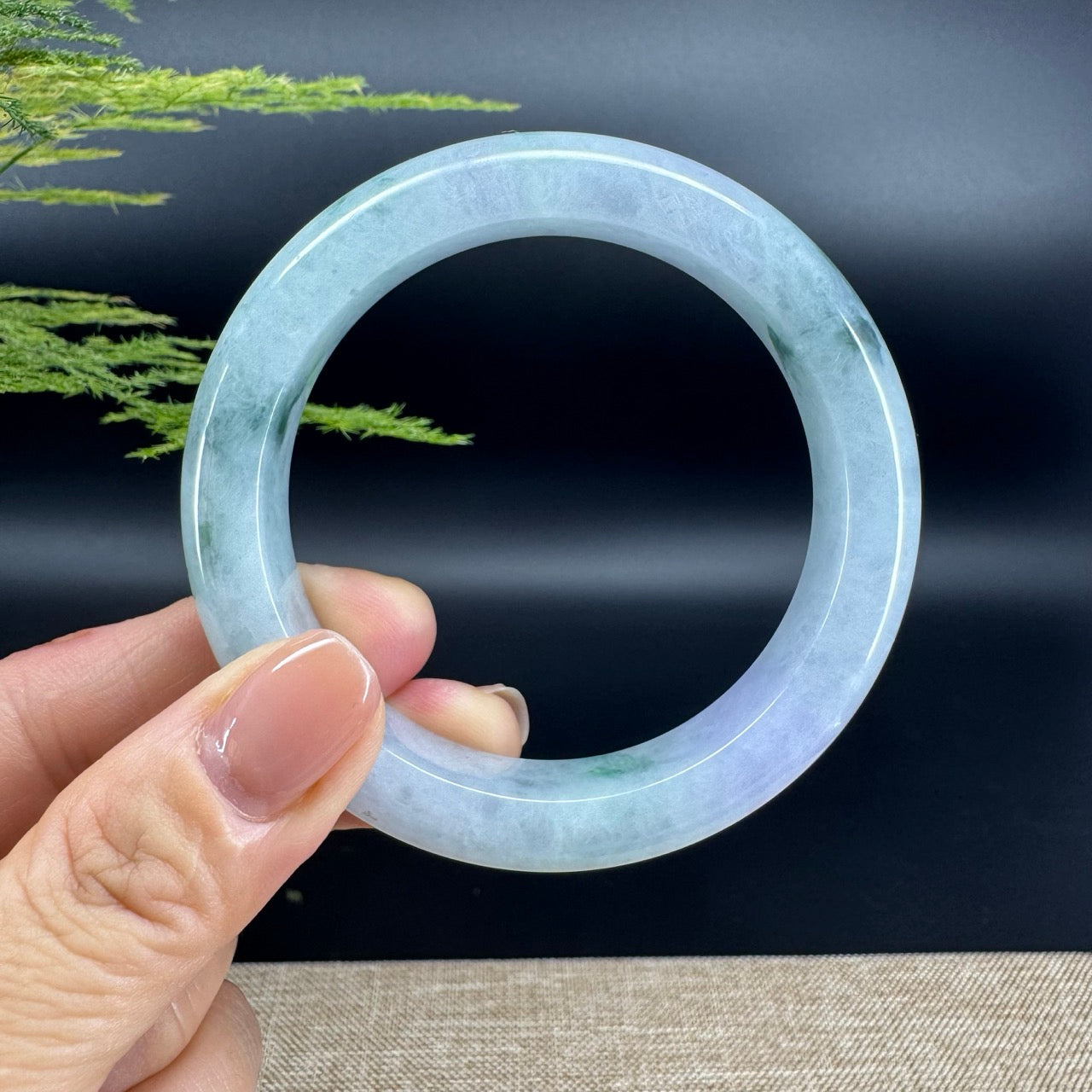 Genuine Burmese Blue Green Jade Jadeite Bangle Bracelet ( 56.2mm )