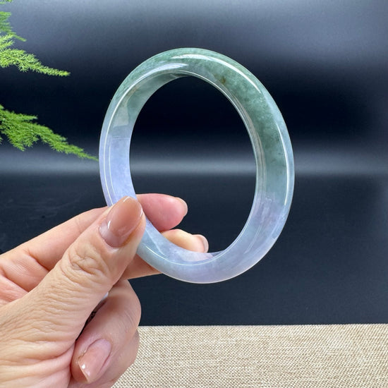 Genuine Burmese Lavender Green Jade Jadeite Bangle Bracelet ( 60.6mm )