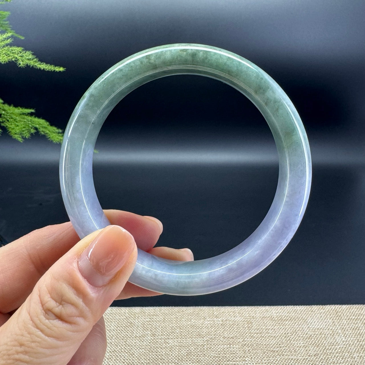 Genuine Burmese Lavender Green Jade Jadeite Bangle Bracelet ( 60.6mm )