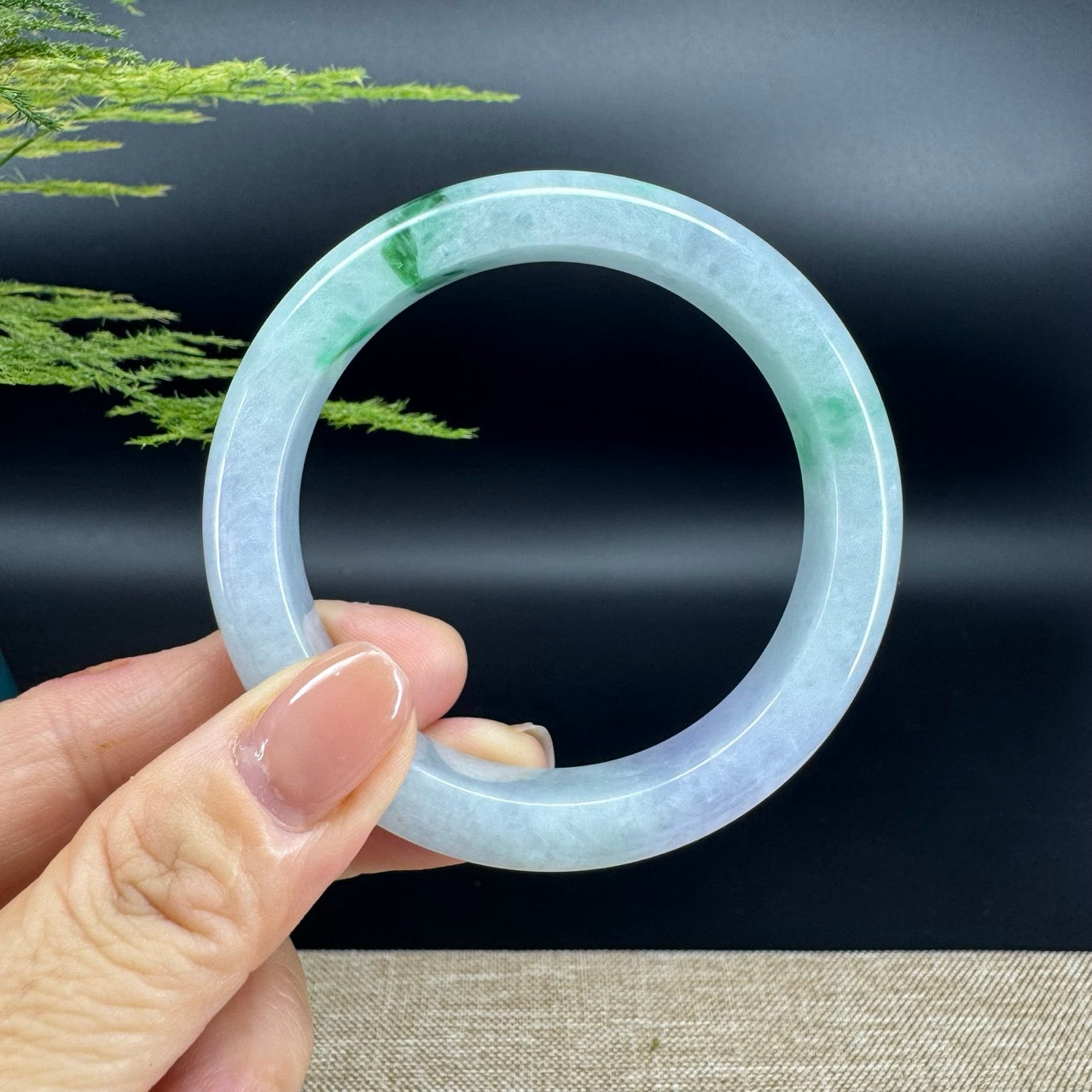 Genuine Burmese Blue Green Jade Jadeite Bangle Bracelet ( 56.1mm )