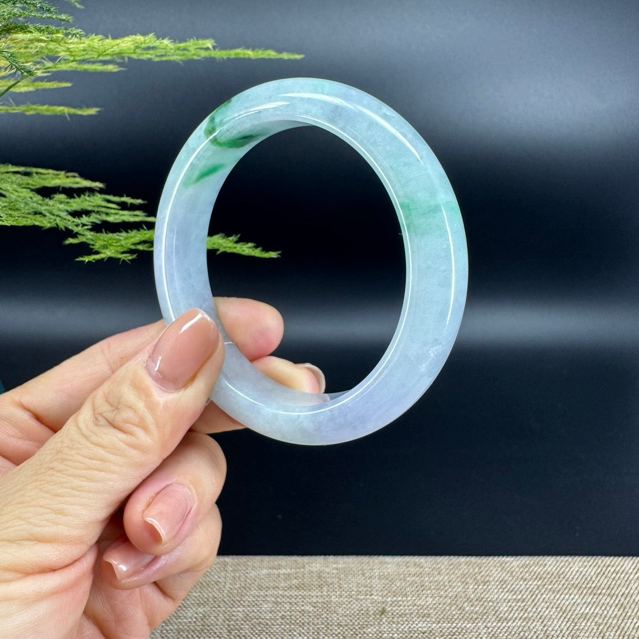 Genuine Burmese Blue Green Jade Jadeite Bangle Bracelet ( 56.1mm )