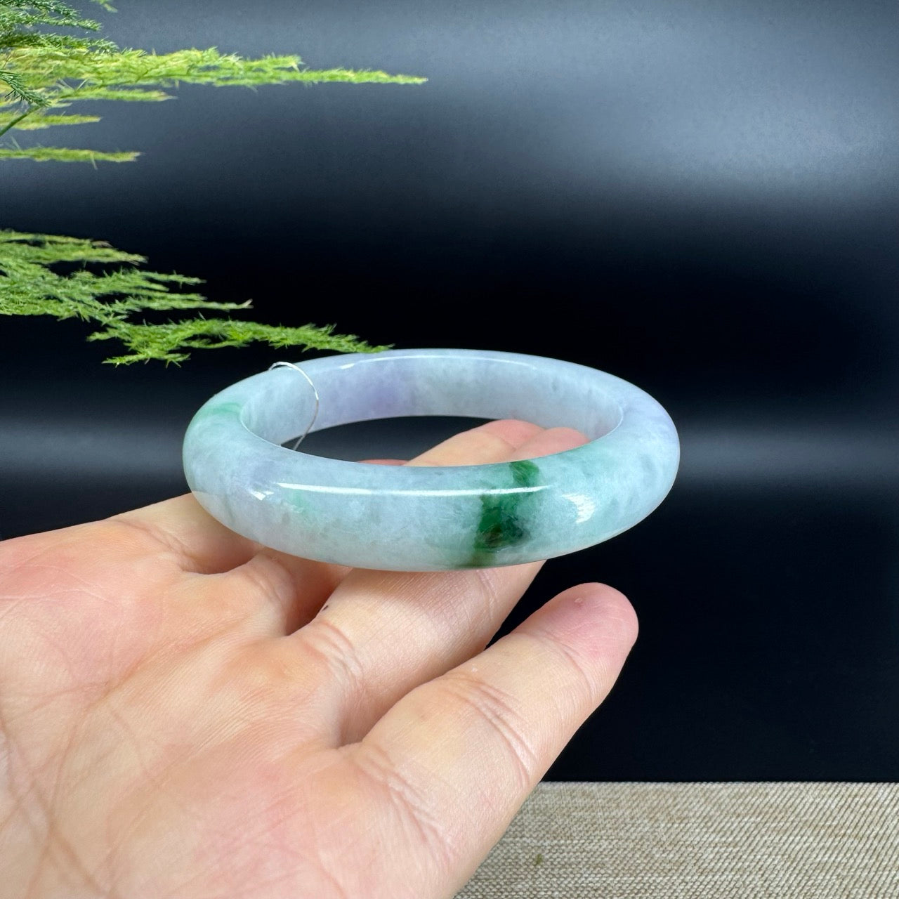 Genuine Burmese Blue Green Jade Jadeite Bangle Bracelet ( 56.1mm )
