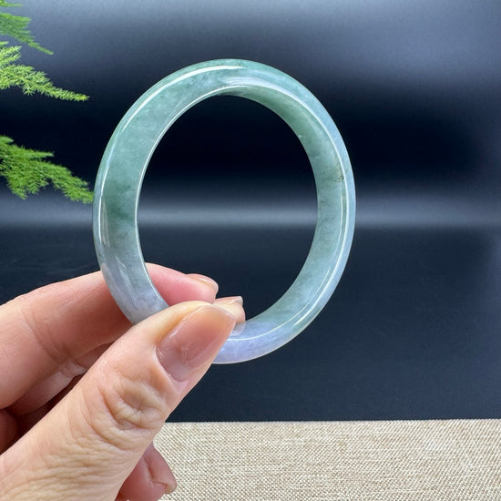 Genuine Burmese Lavender Green Jade Jadeite Bangle Bracelet ( 60mm )