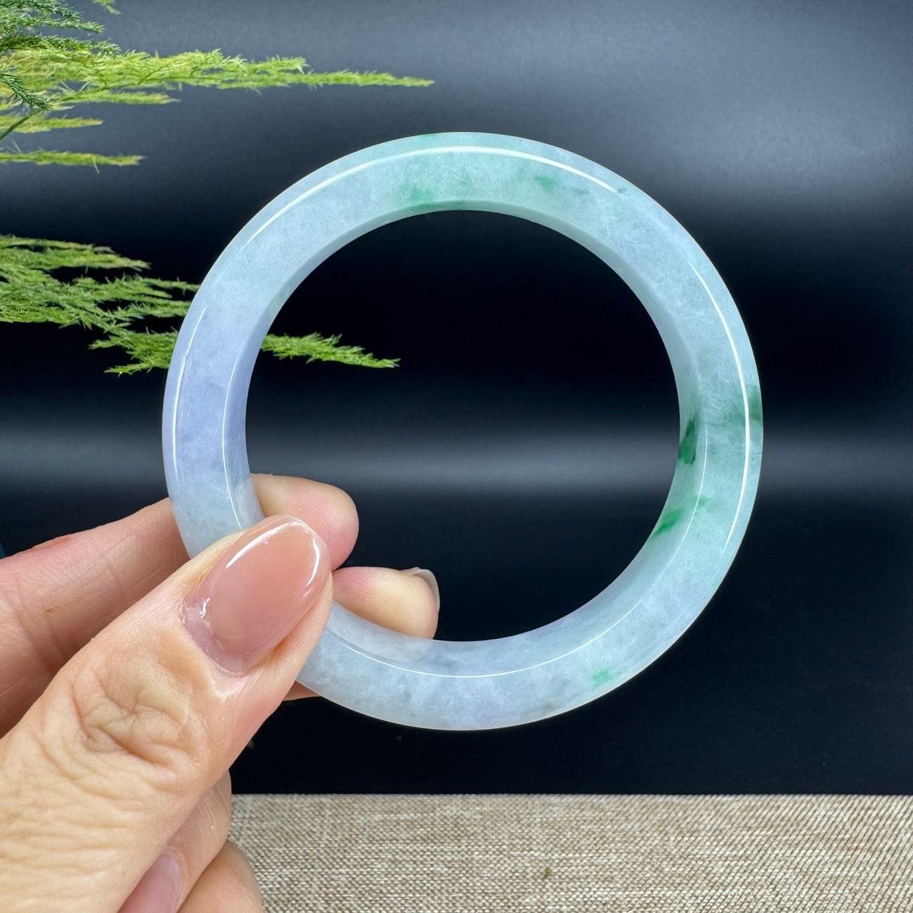Genuine Burmese Blue Green Jade Jadeite Bangle Bracelet ( 56.1mm )
