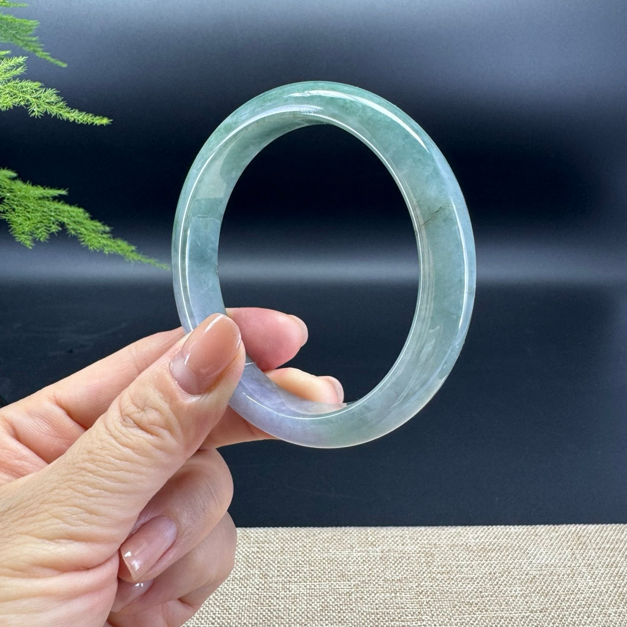 Genuine Burmese Lavender Green Jade Jadeite Bangle Bracelet ( 60mm )