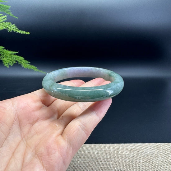 Genuine Burmese Lavender Green Jade Jadeite Bangle Bracelet ( 60mm )