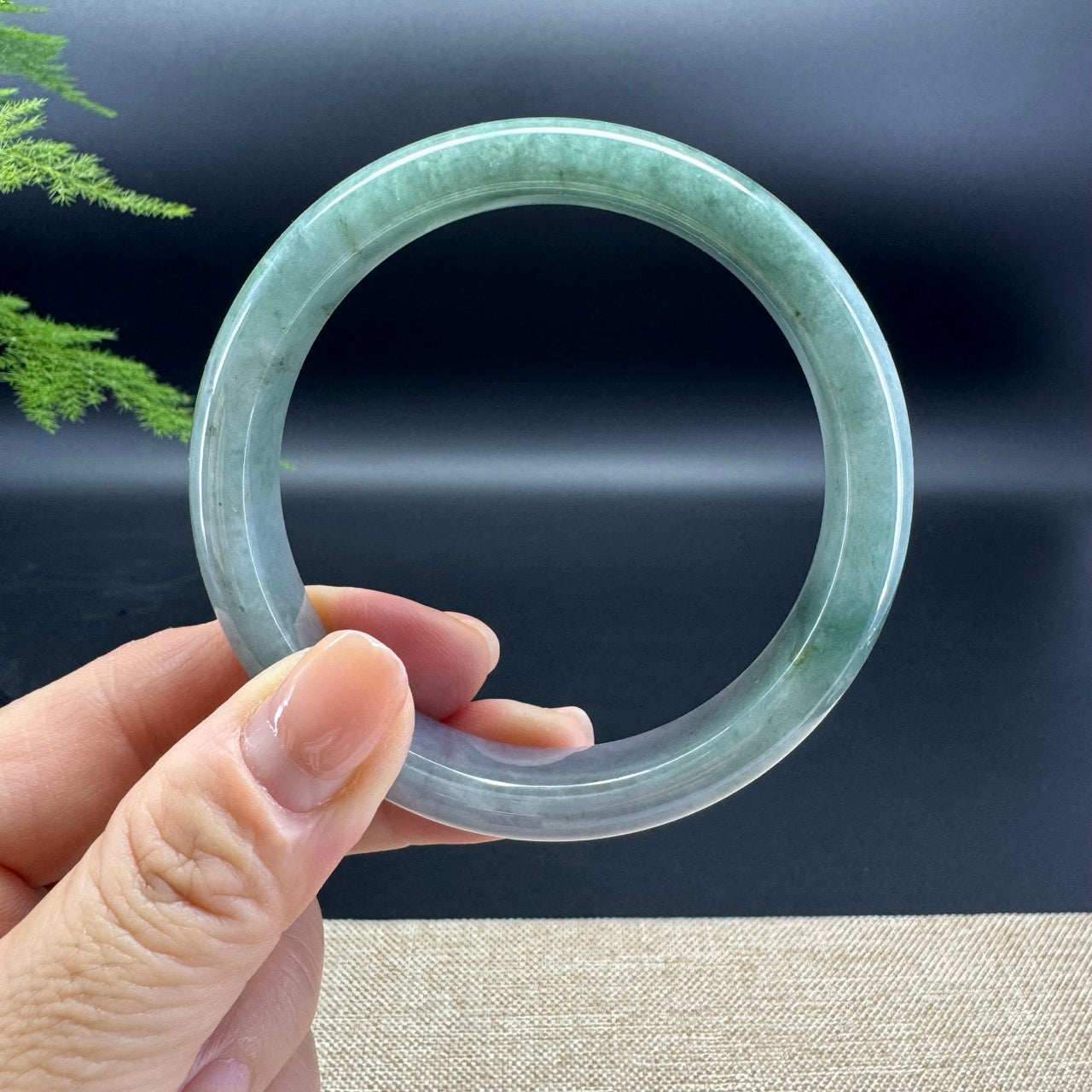 Genuine Burmese Lavender Green Jade Jadeite Bangle Bracelet ( 60mm )