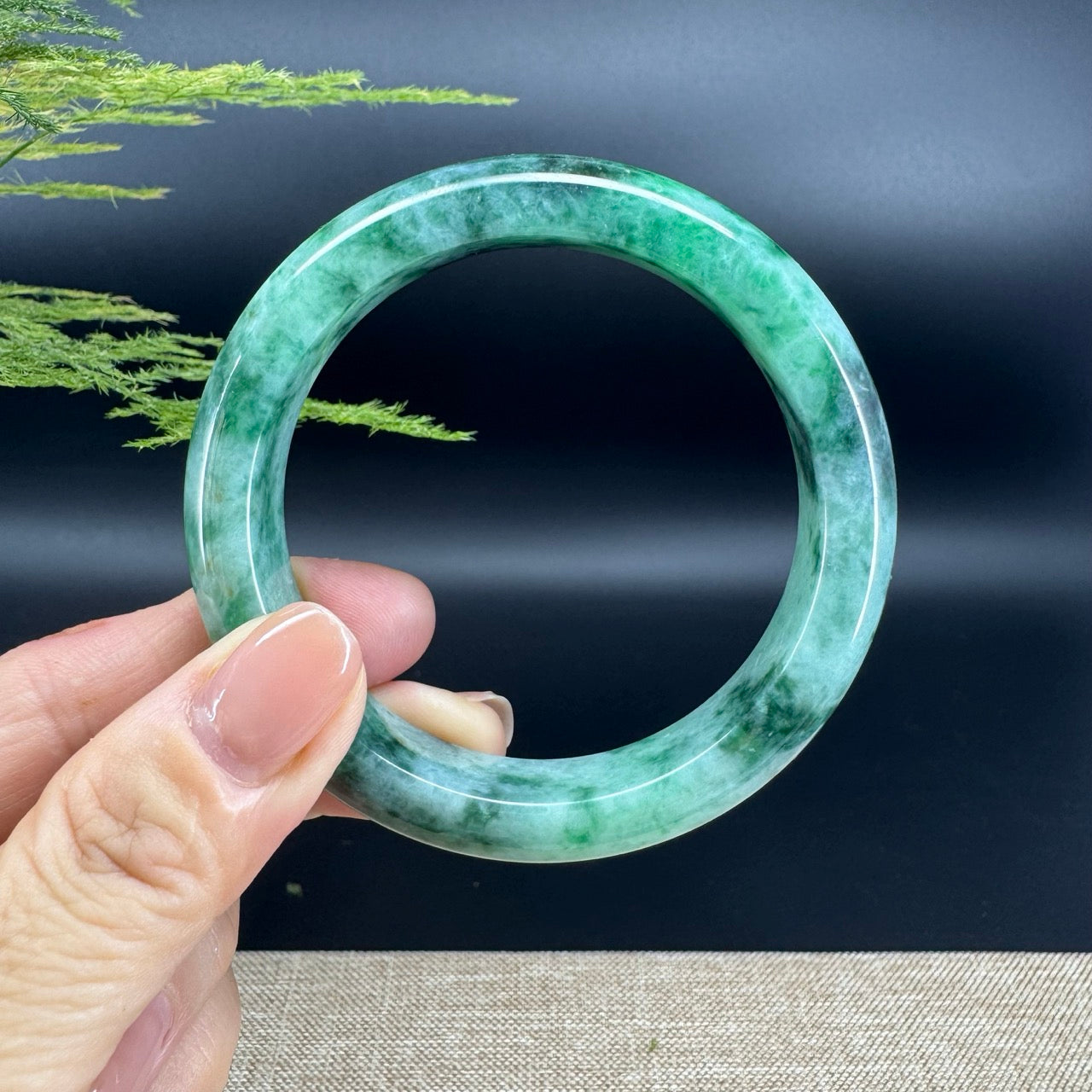 Genuine Burmese Blue Green Jade Jadeite Bangle Bracelet ( 56.8mm )