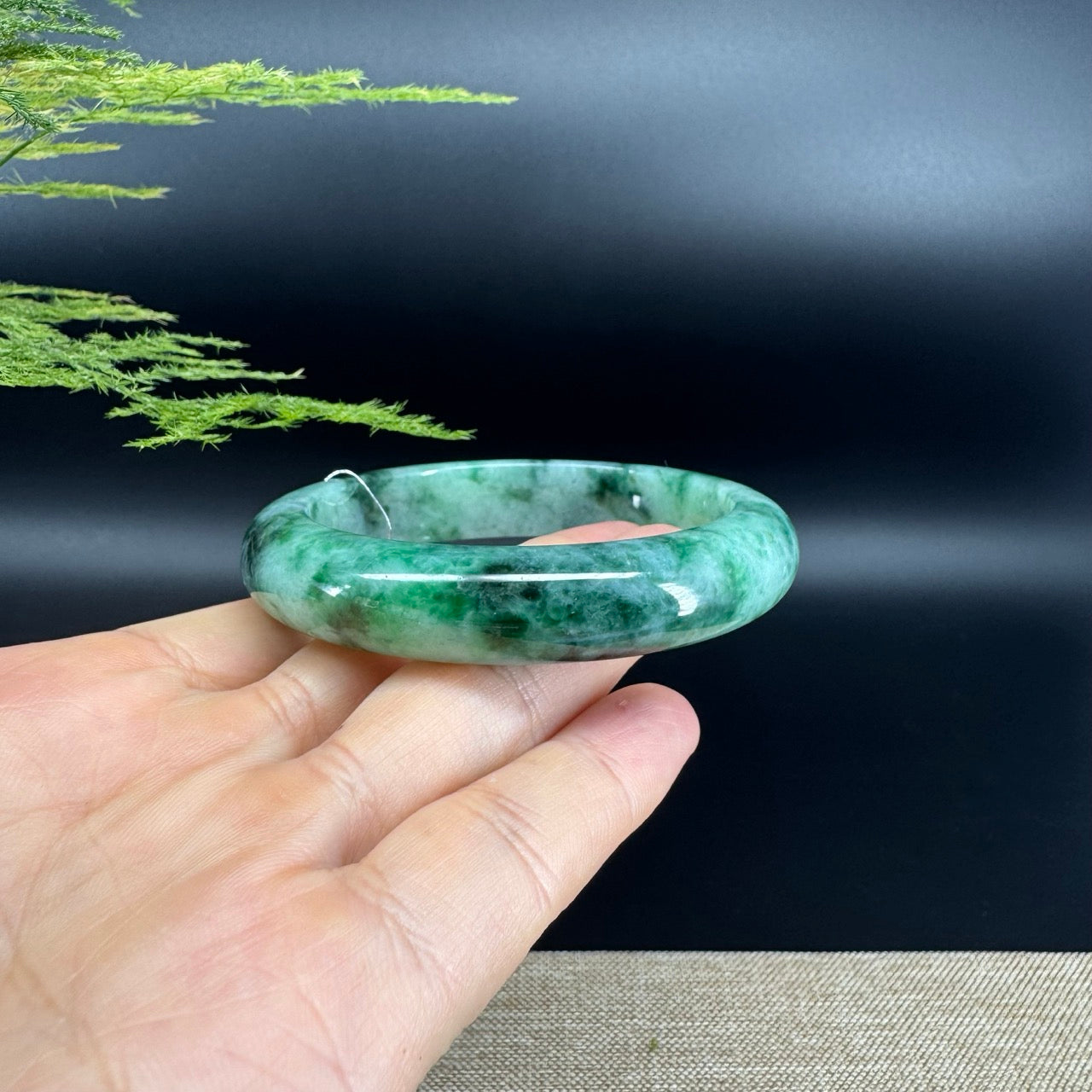 Genuine Burmese Blue Green Jade Jadeite Bangle Bracelet ( 56.8mm )