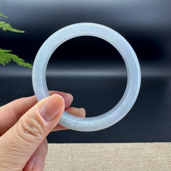 Genuine Burmese Lavender Green Jade Jadeite Bangle Bracelet ( 60.8mm )
