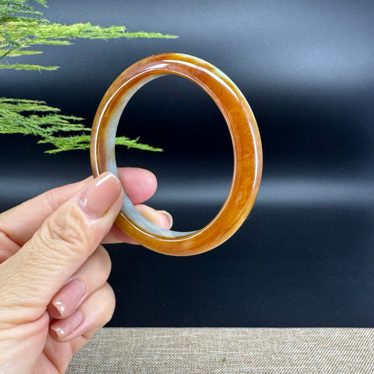 Genuine Burmese Icy Honey Yellow Jade Jadeite Bangle Bracelet ( 56.8mm)