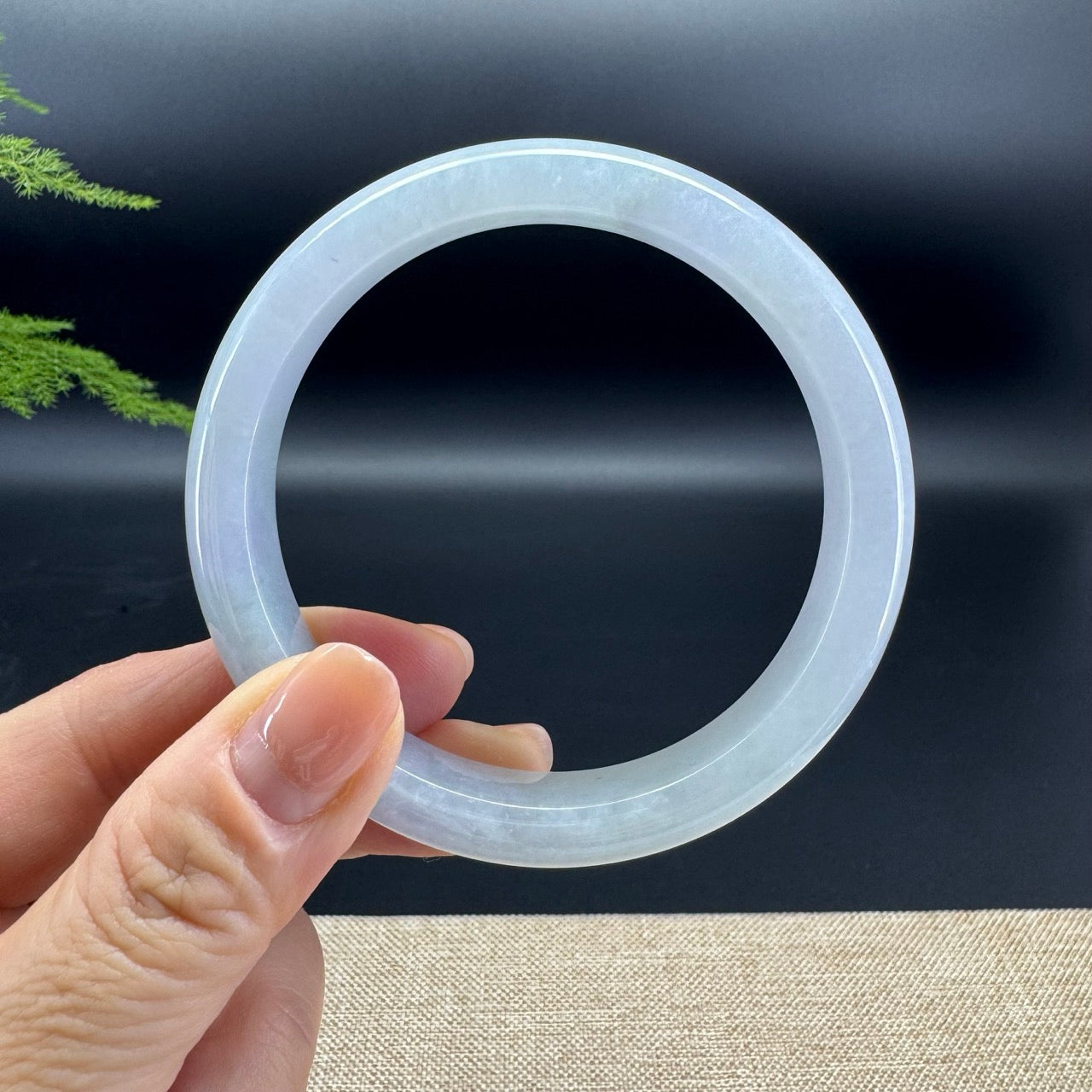 Genuine Burmese Lavender Green Jade Jadeite Bangle Bracelet ( 60.8mm )