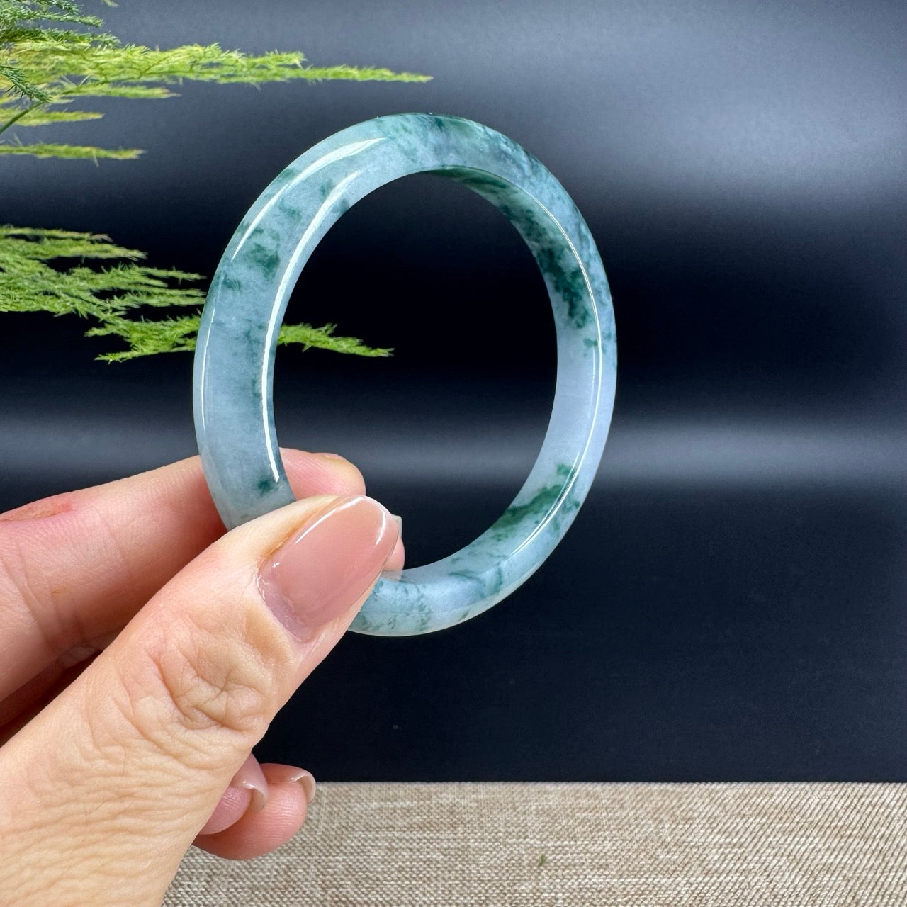 Genuine Burmese Blue Green Jade Jadeite Bangle Bracelet ( 56.9mm )