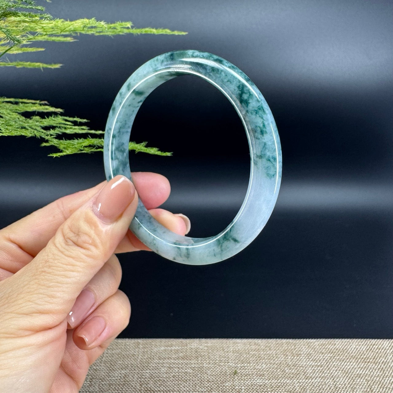 Genuine Burmese Blue Green Jade Jadeite Bangle Bracelet ( 56.9mm )
