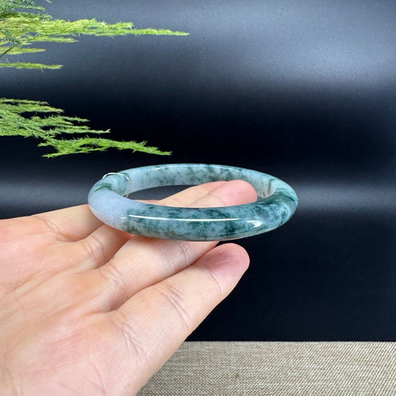 Genuine Burmese Blue Green Jade Jadeite Bangle Bracelet ( 56.9mm )