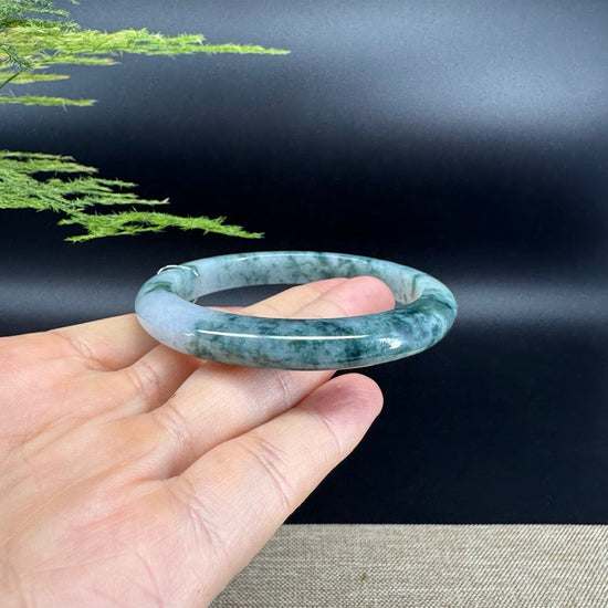 Genuine Burmese Blue Green Jade Jadeite Bangle Bracelet ( 56.9mm )