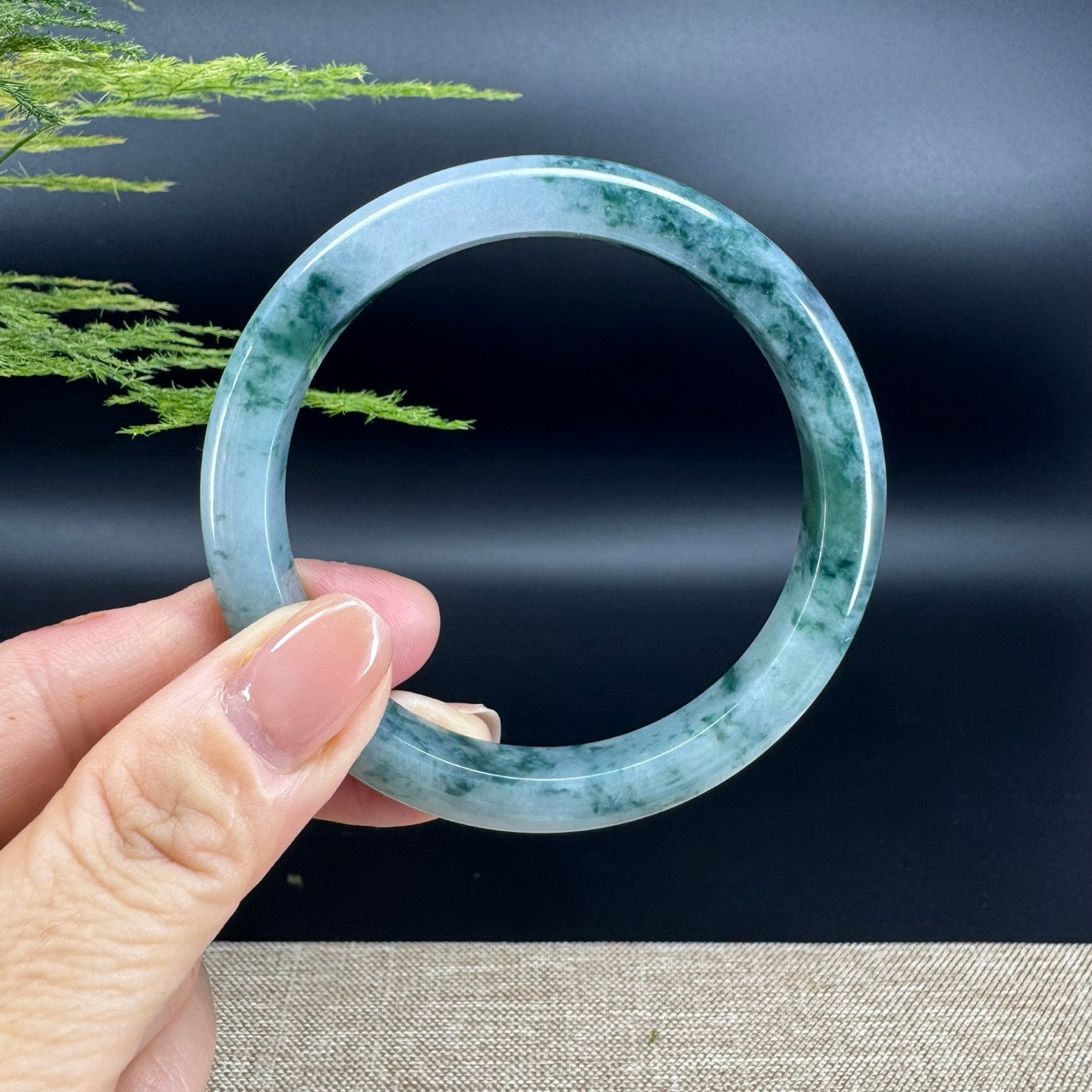 Genuine Burmese Blue Green Jade Jadeite Bangle Bracelet ( 56.9mm )