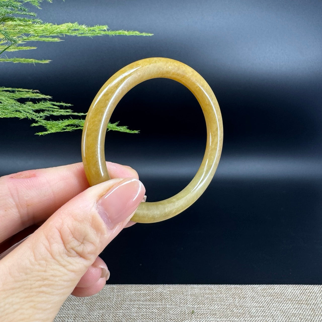 Genuine Burmese Icy Yellow Jade Jadeite Bangle Bracelet ( 56.1*49.5mm )