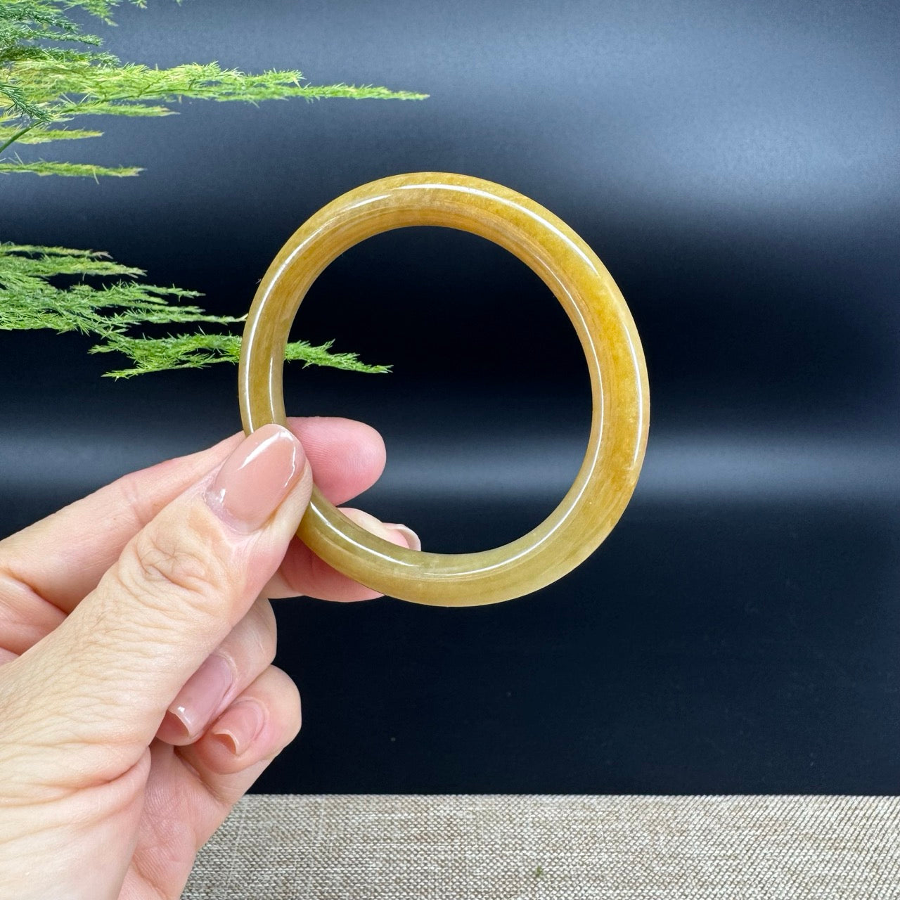 Genuine Burmese Icy Yellow Jade Jadeite Bangle Bracelet ( 56.1*49.5mm )