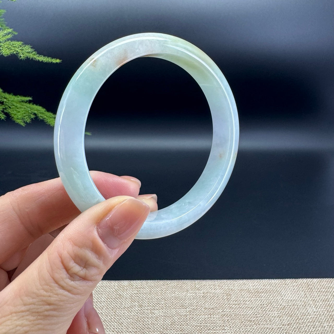 Genuine Burmese Lavender Green Jade Jadeite Bangle Bracelet ( 60.6mm )