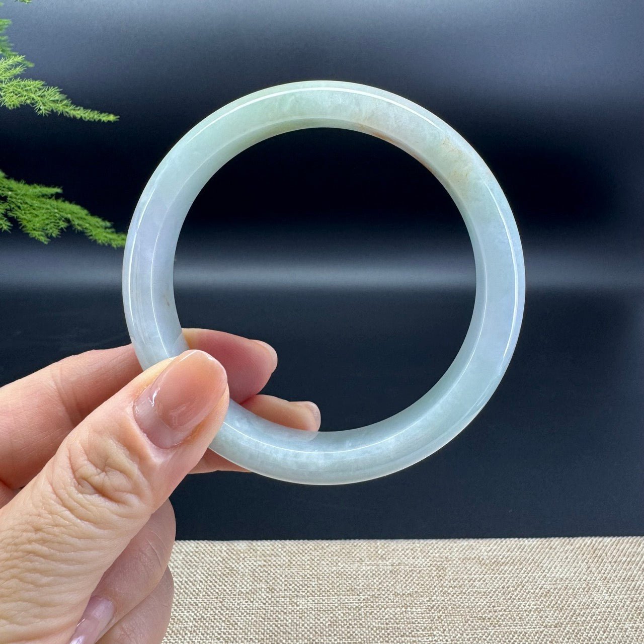 Genuine Burmese Lavender Green Jade Jadeite Bangle Bracelet ( 60.6mm )