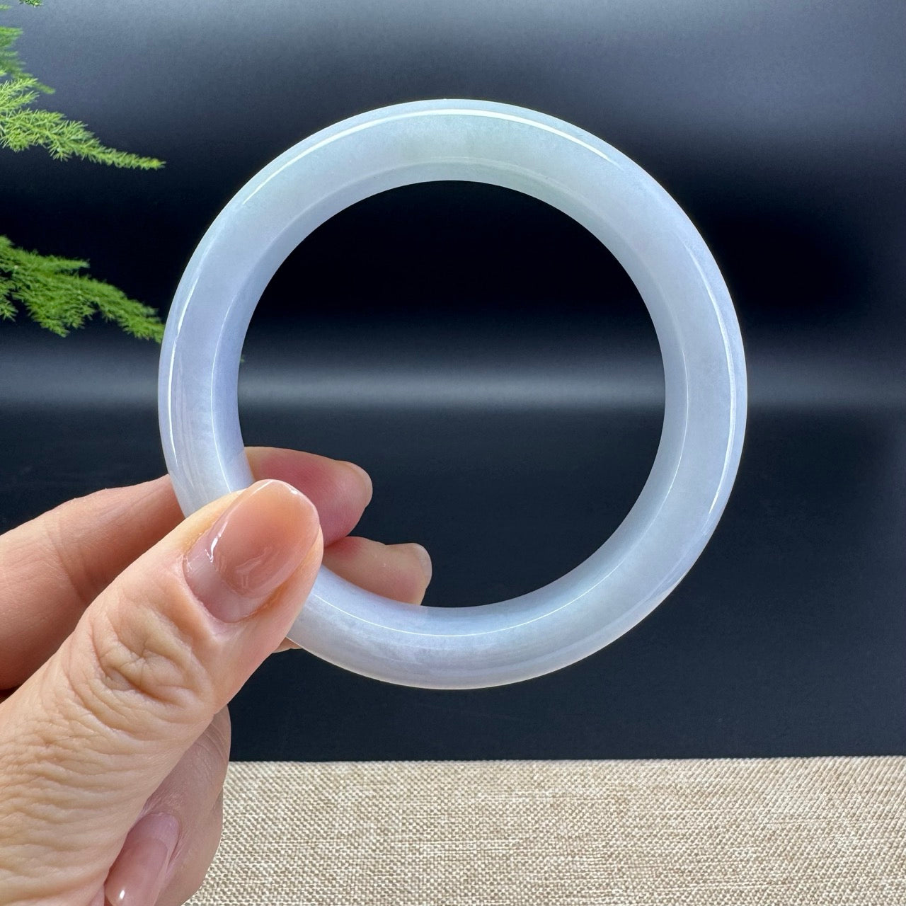 Genuine Burmese Lavender Green Jade Jadeite Bangle Bracelet ( 60.7mm )