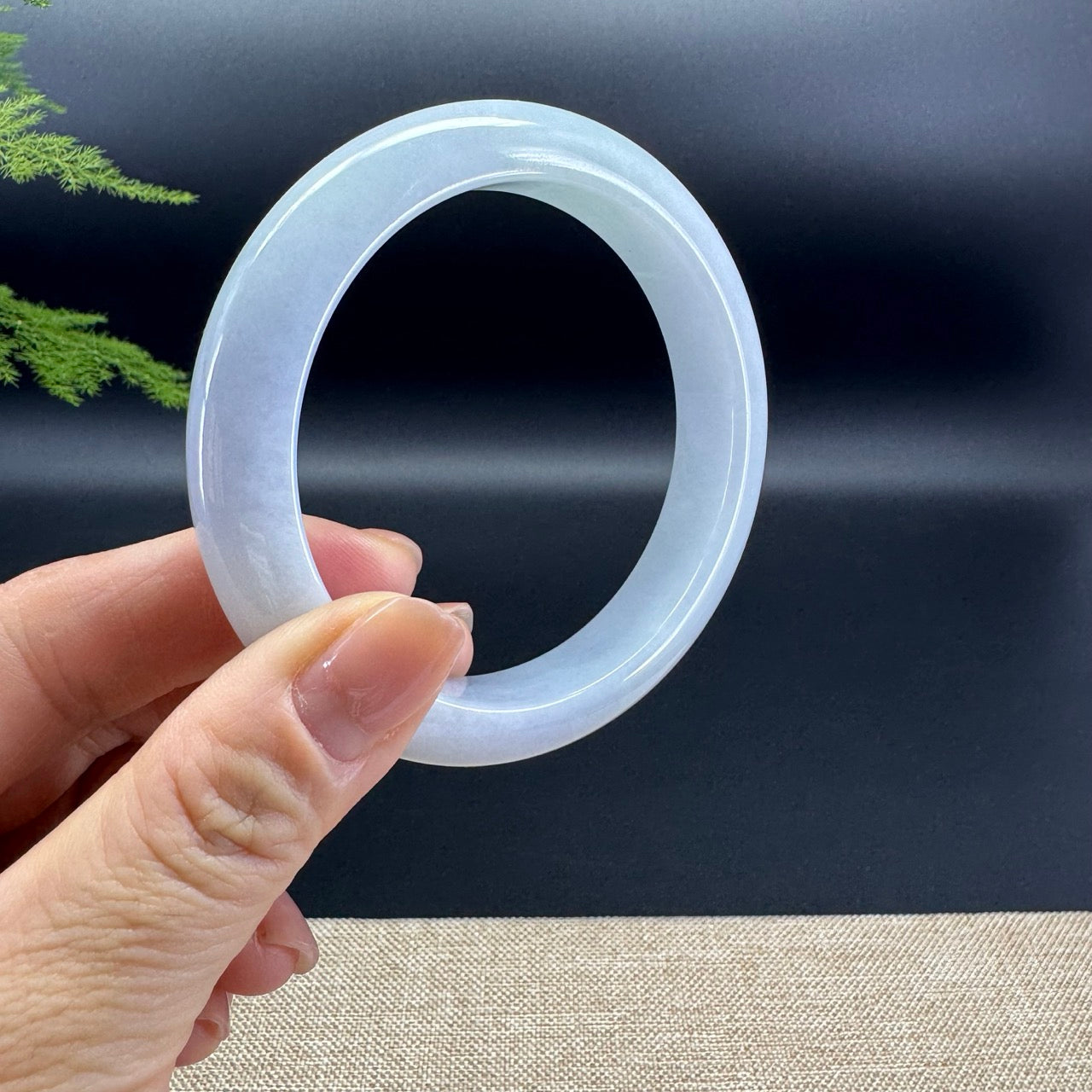 Genuine Burmese Lavender Green Jade Jadeite Bangle Bracelet ( 60.7mm )