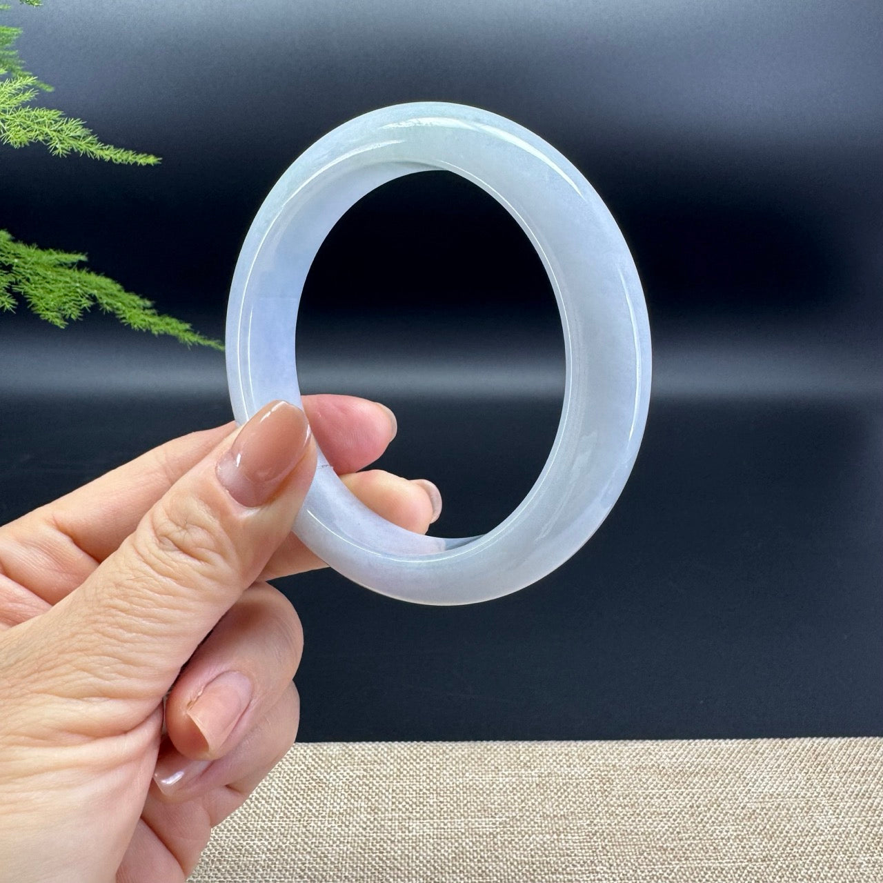 Genuine Burmese Lavender Green Jade Jadeite Bangle Bracelet ( 60.7mm )