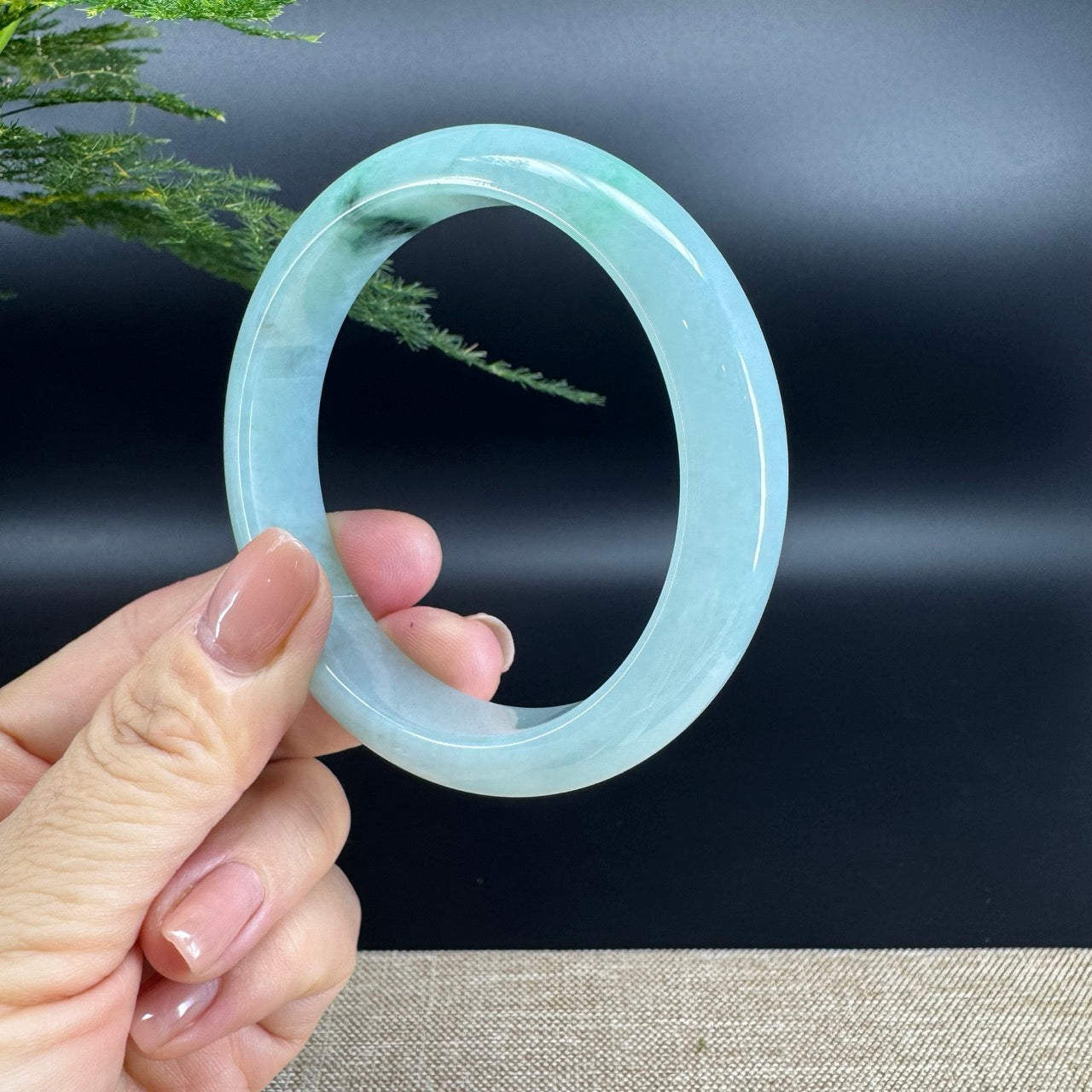 Genuine Burmese Green Jade Jadeite Bangle Bracelet (60.4mm)
