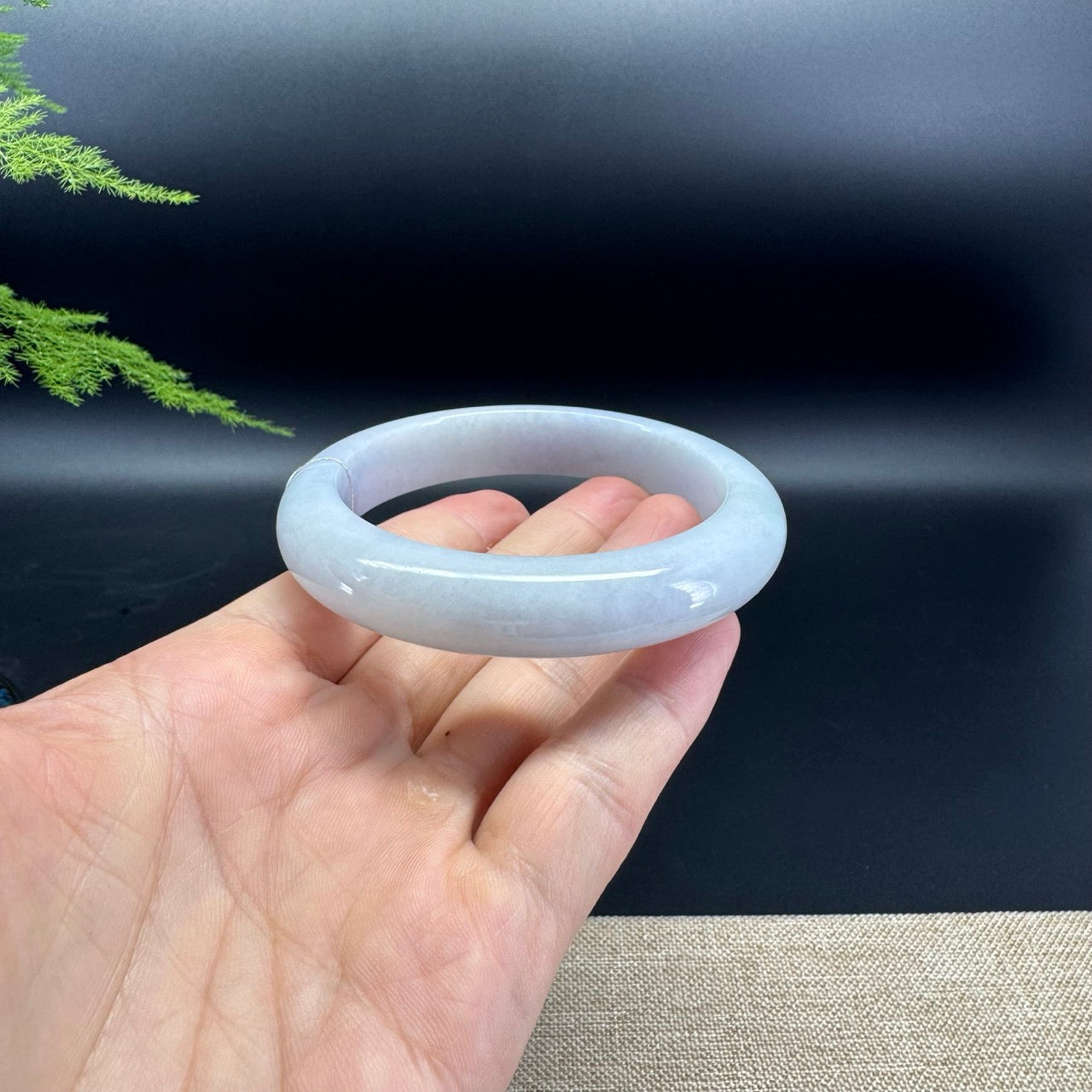 Genuine Burmese Lavender Green Jade Jadeite Bangle Bracelet ( 60.7mm )