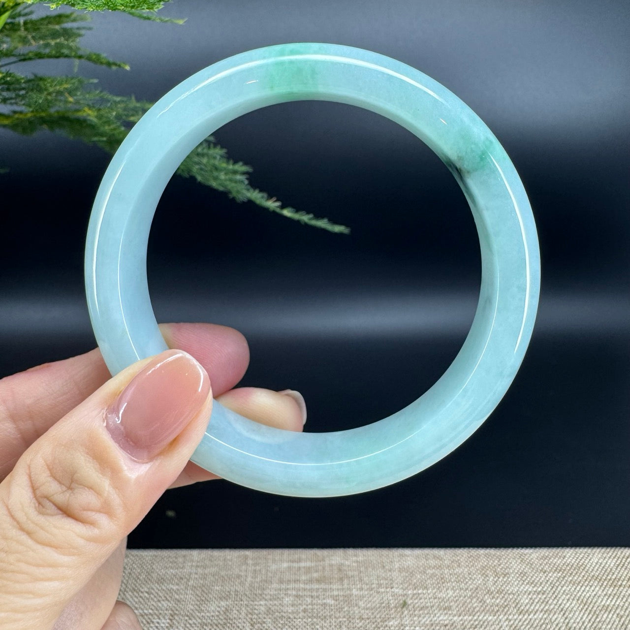 Genuine Burmese Green Jade Jadeite Bangle Bracelet (60.4mm)