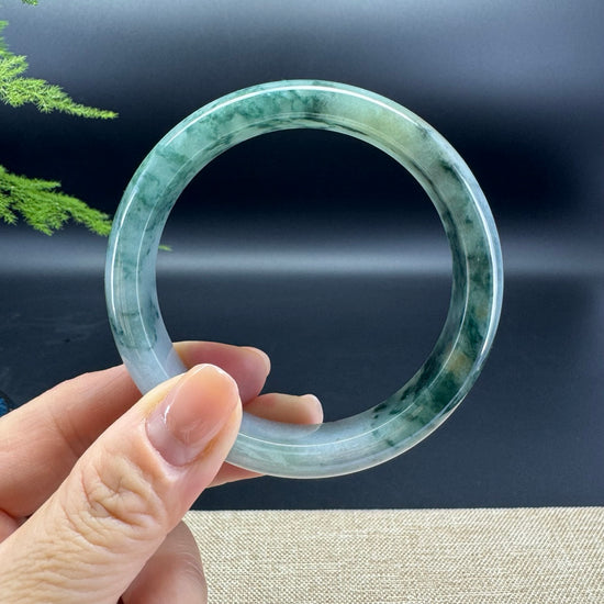 Genuine Burmese Oil Green Jade Jadeite Bangle Bracelet (60.1mm)