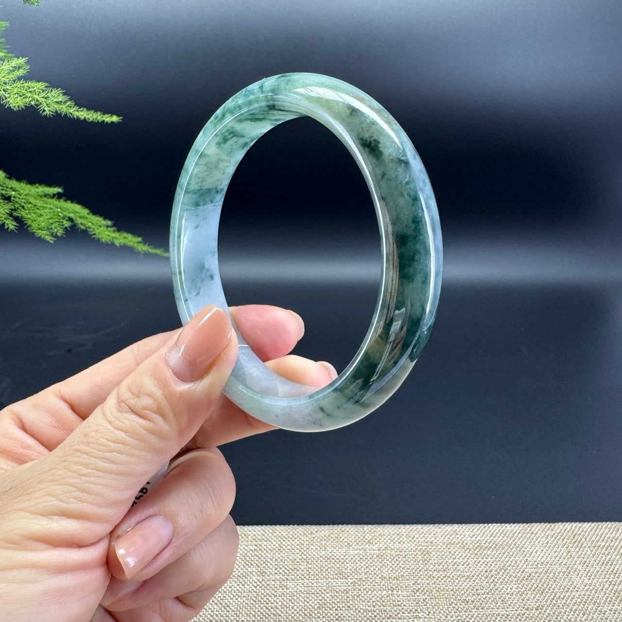 Genuine Burmese Oil Green Jade Jadeite Bangle Bracelet (60.1mm)