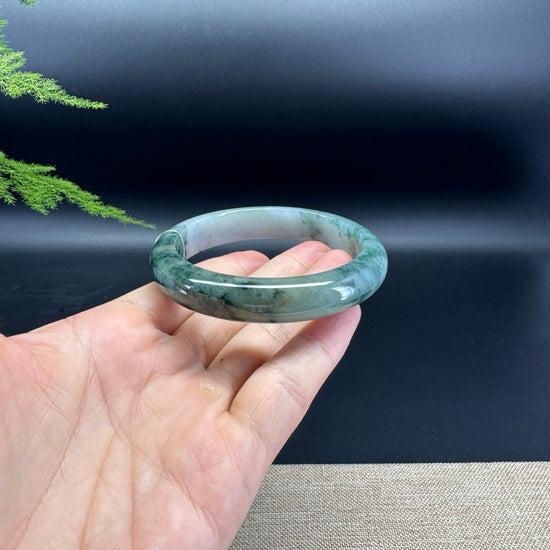 Genuine Burmese Oil Green Jade Jadeite Bangle Bracelet (60.1mm)