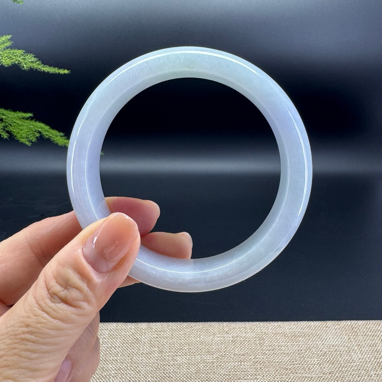 Genuine Burmese Lavender Green Jade Jadeite Bangle Bracelet ( 60.1mm )