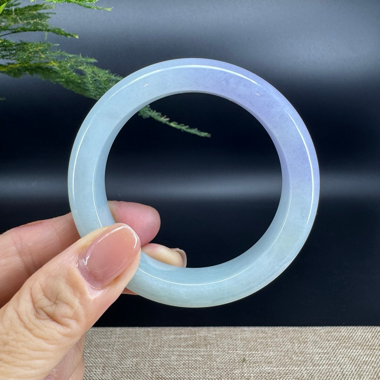 Genuine Burmese Lavender Green  Jade Jadeite Bangle Bracelet ( 54.1mm )