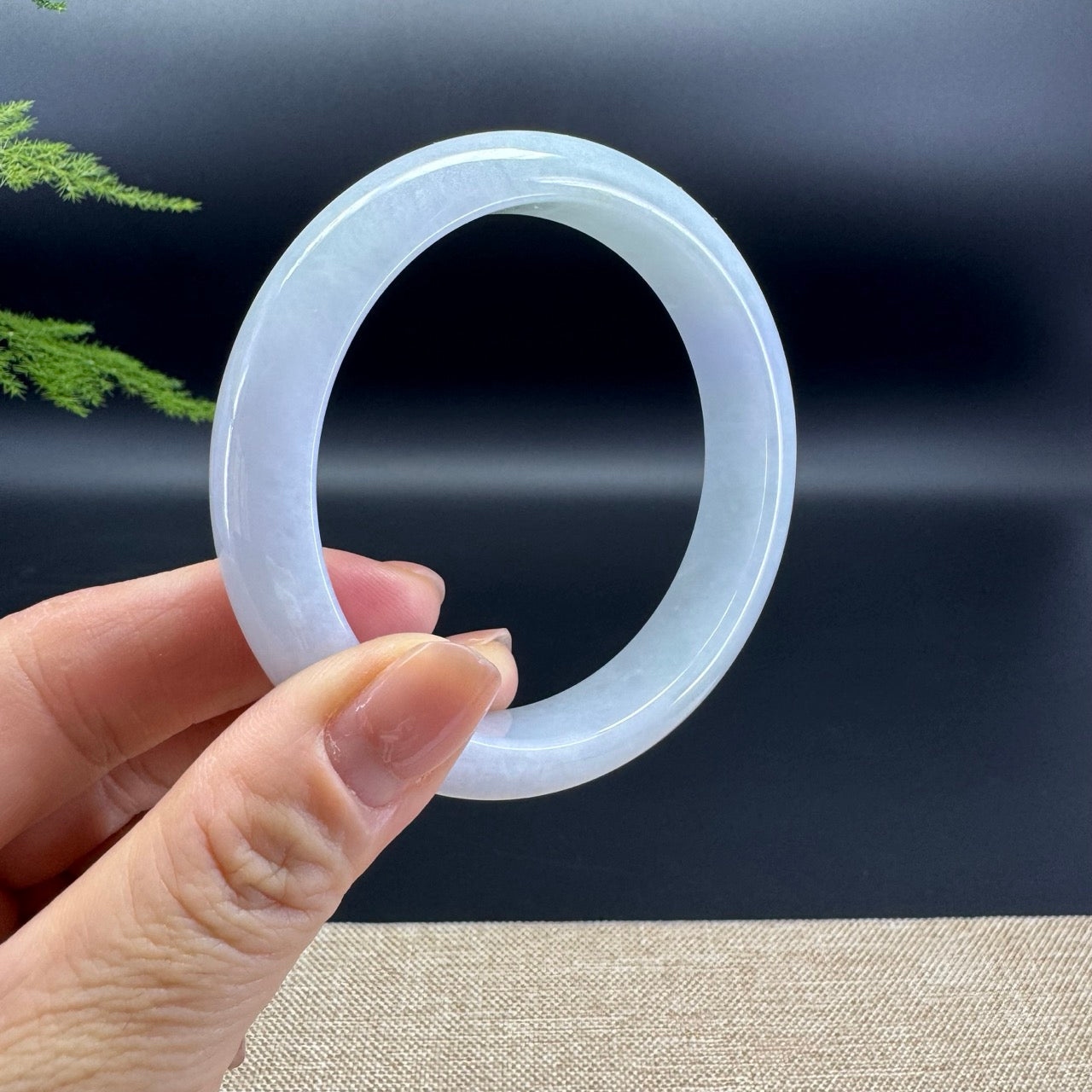 Genuine Burmese Lavender Green Jade Jadeite Bangle Bracelet ( 60.1mm )
