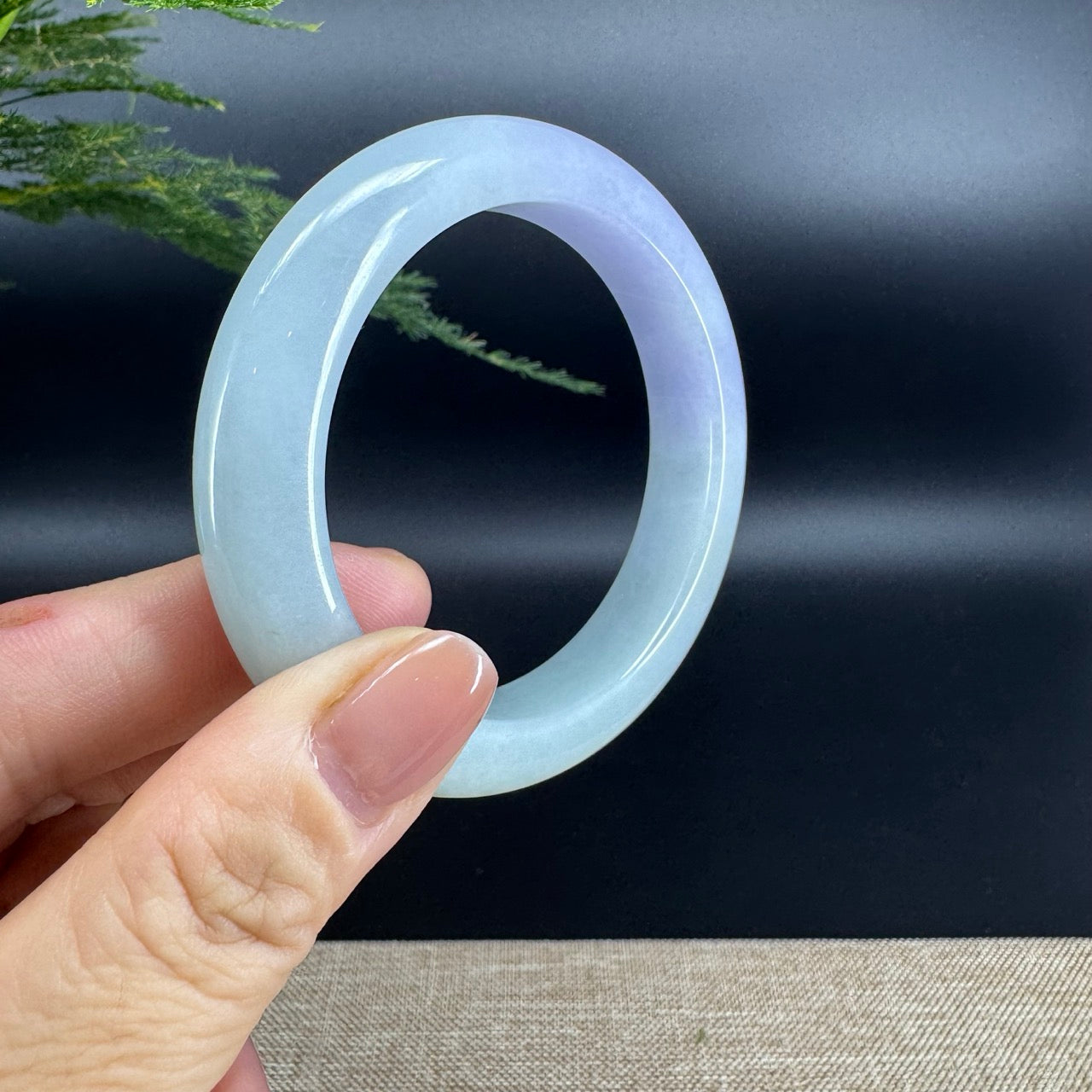 Genuine Burmese Lavender Green  Jade Jadeite Bangle Bracelet ( 54.1mm )
