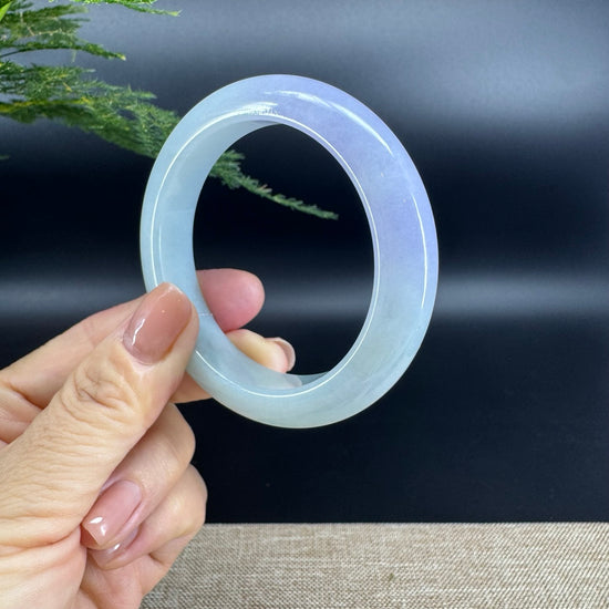 Genuine Burmese Lavender Green  Jade Jadeite Bangle Bracelet ( 54.1mm )