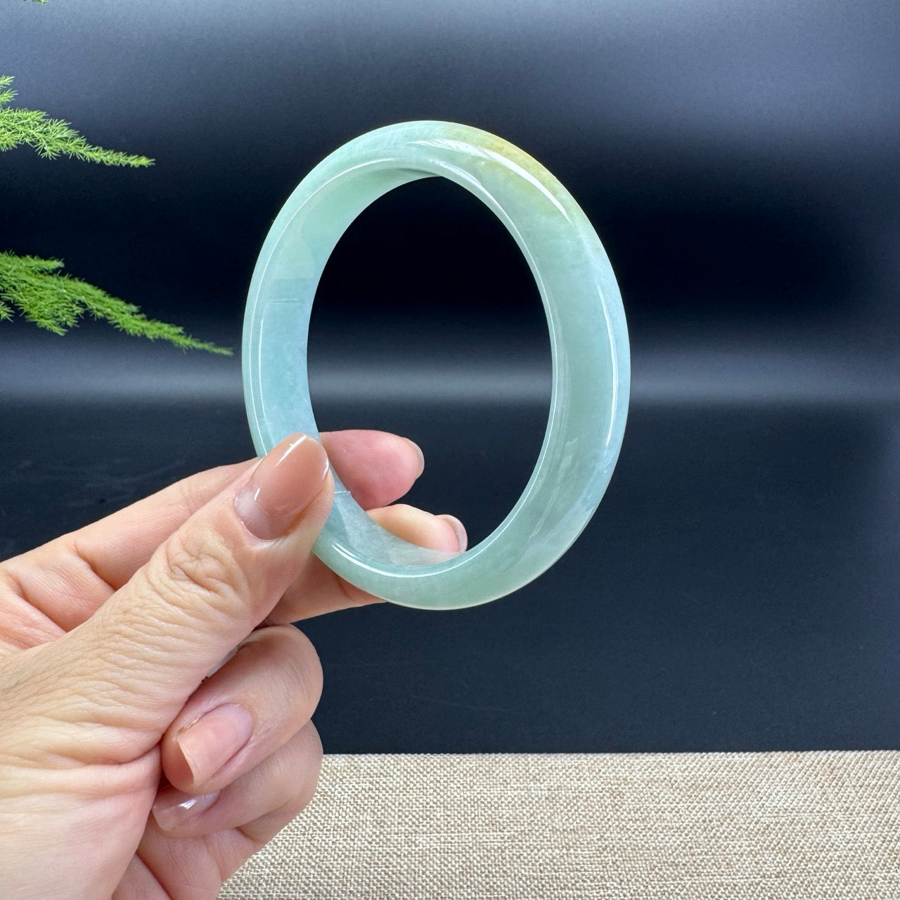 Genuine Burmese Apple Yellow Green Jade Jadeite Bangle Bracelet ( 60.8mm )